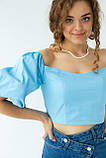 Блуза-топ с пышными рукавами LUREX - голубой цвет, S (есть размеры), фото 4