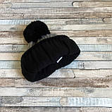 Комплект дитячий зимовий для хлопчика 7-8-9-10 років: тепла шапка фліс + чорний снуд-хомут з хутряною підкладкою, фото 9