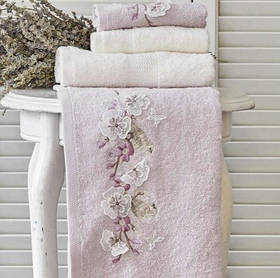 Набор полотенец Karaca Home - Lucy lila-offwhite лилово-кремовое 4 предмета