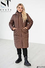 Пальто стьобана жіноче на блискавці з капюшоном розміри: 48-58, фото 3
