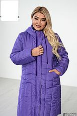 Пальто стеганое женское на молнии с капюшоном размеры: 48-58, фото 3