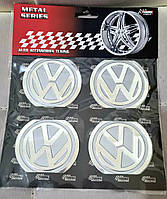 Наклейки на ковпачки, заглушки, наклейки на диски 60 мм VW Volkswagen Фольксваген сірі