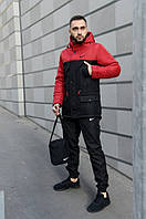 Комплект Парка красно-черная и штаны Комплект мужской зимний куртка и штаны Куртка и штаны мужские зимние