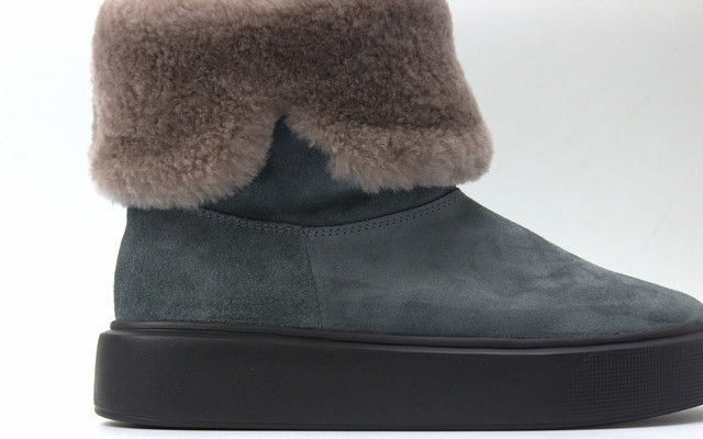Угги женские замшевые серые зимняя теплая обувь ботинки больших размеров COSMO Shoes Freedom Field Grey Vel BS