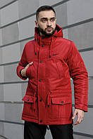 Комплект Парка красная и тёплые штаны Комплект мужской зимний куртка и штаны Куртка и штаны мужские зимние