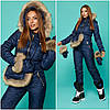 Лижний зимовий комбінезон жіночий блакитний з рукавицями і сумочкою в комплекті Оригінал (7 кольорів) DX/-1312, фото 2