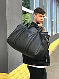 Велика дорожня чоловіча сумка через плече чорна BOSTON стильна міська з екошкіри, фото 3