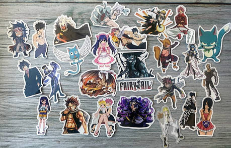 Набор виниловых стикеров  наклейки аниме №4 Хвост Феи Fairy Tail 26 штук на скейтборд, телефон, чемодан, ноутб, фото 2