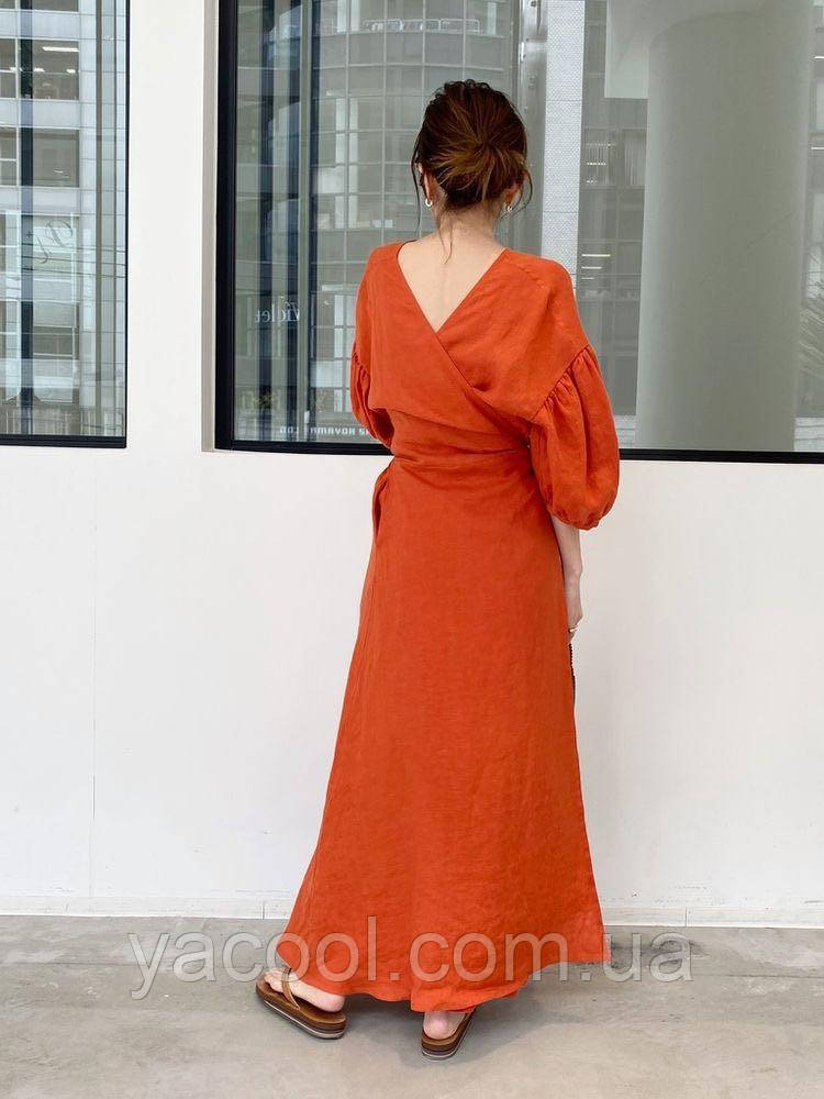 Яскраве червоне, лляне плаття сарафан ХС-10ХХЛ