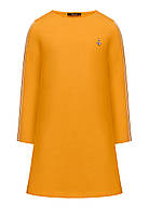 Сукня для дівчинки з футера з декором, колір оранжевий, розмір 128, фото 1