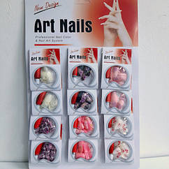 Ногти накладные цветные с рисунком и камушками упаковка 12 штук Art Nails № 3