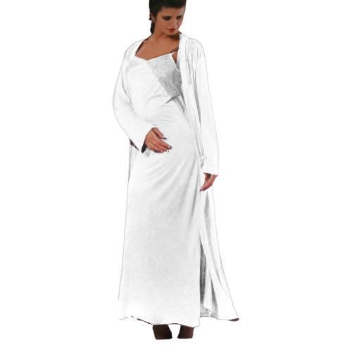 Белый комплект c кружевом халат и ночная рубашка, р. 44-46. Ahu Lingerie, Турция