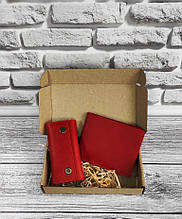 Подарунковий набір DNK Leather №3 (портмоне + ключниця) червоний