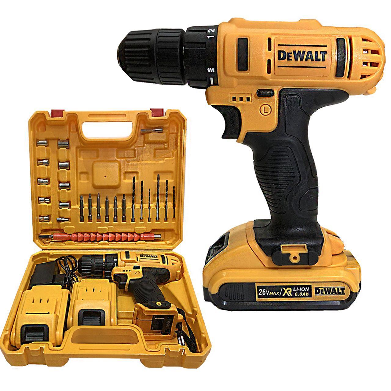 

Шуруповерт DeWALT 26V 6.0AH с набором инструментов. Аккумуляторный шуруповёрт.