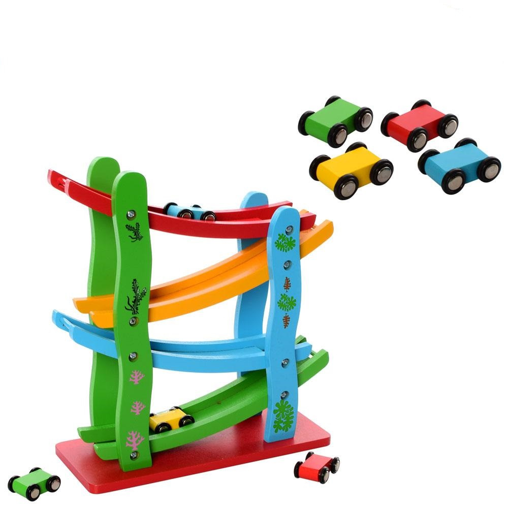 

Деревянная игрушка Трек MD 2688 Крутой спуск машинки 4 шт детский развивающий для детей мальчикам