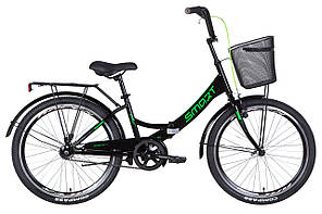 Велосипед ST 24" Formula SMART Vbr с багажником зад St, с крылом St, с корзиной St 2022 (черно-зеленый )