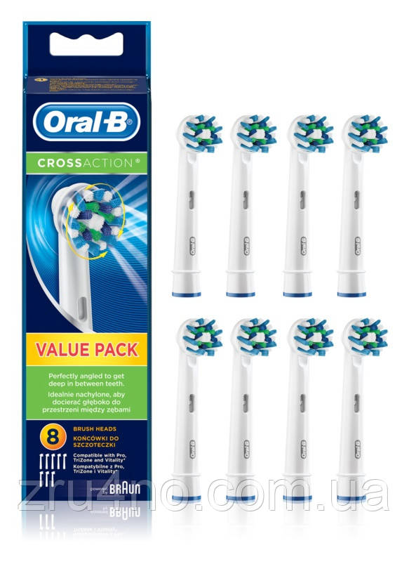 8 насадок для зубної щітки ORAL-B Cross Action EB50