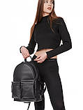 Чоловічий чорний рюкзак SPY з екошкіри практичний стильний молодіжний, фото 9