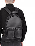 Чоловічий чорний рюкзак SPY з екошкіри практичний стильний молодіжний, фото 3