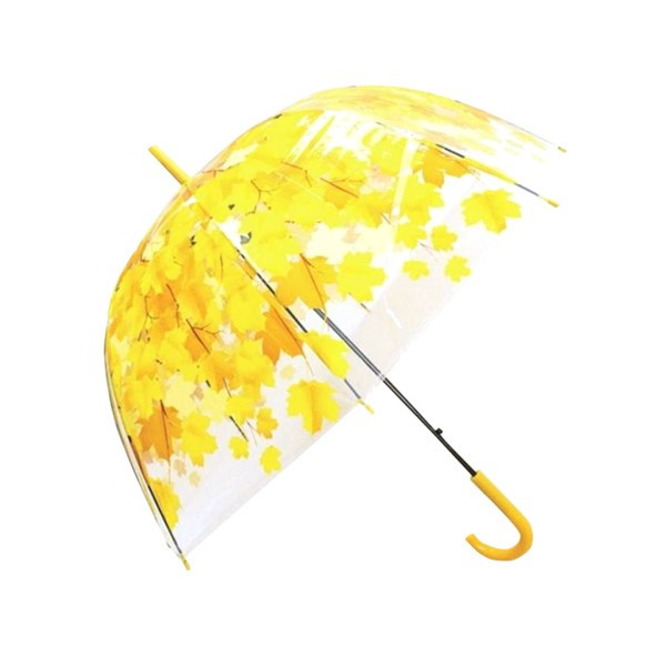 

Зонт зонтик прозрачный трость, полуавтомат Листики