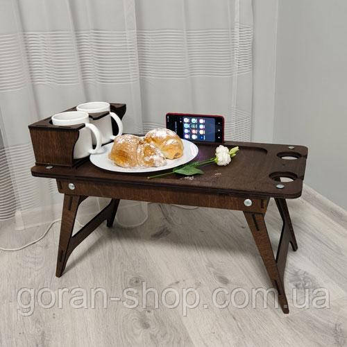 

Кроватный столик для завтрака в постель,деревяный раскладной Стол поднос на ножках,Кроватный столик на подарок, Коричневый