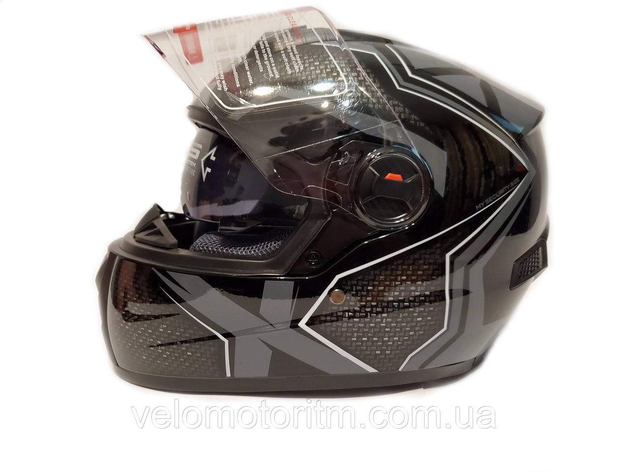 

Мото шлем черно серый с очками Vland Размер М(57-58)