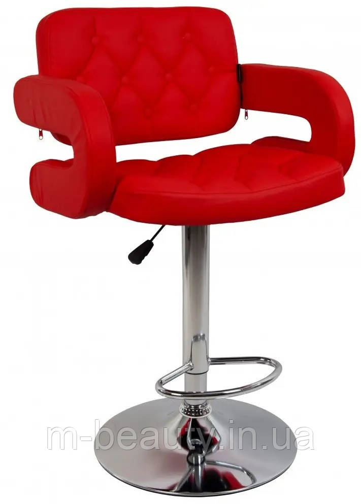 Барний високий стілець ХОКЕР Визажне крісло стілець для візажиста майстра бровиста високий стільчик B-823A ЧЕРВОНЕ