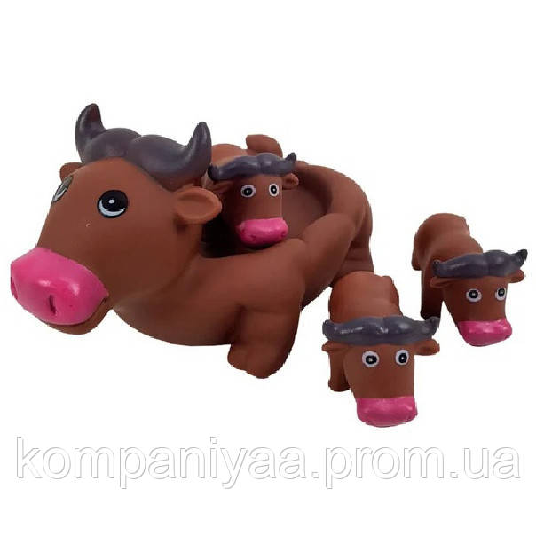 Набор детских резиновых игрушек с пищалкой для купания 6286-10 (Бык коричневый)