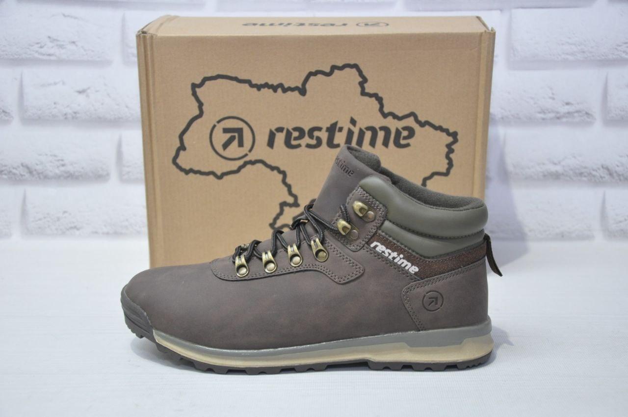 Зимние мужские повседневные ботинки Restime нубук коричневые