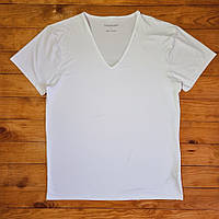 Чоловіча эластиковая футболка, розмір L, колір білий, V-подібний виріз