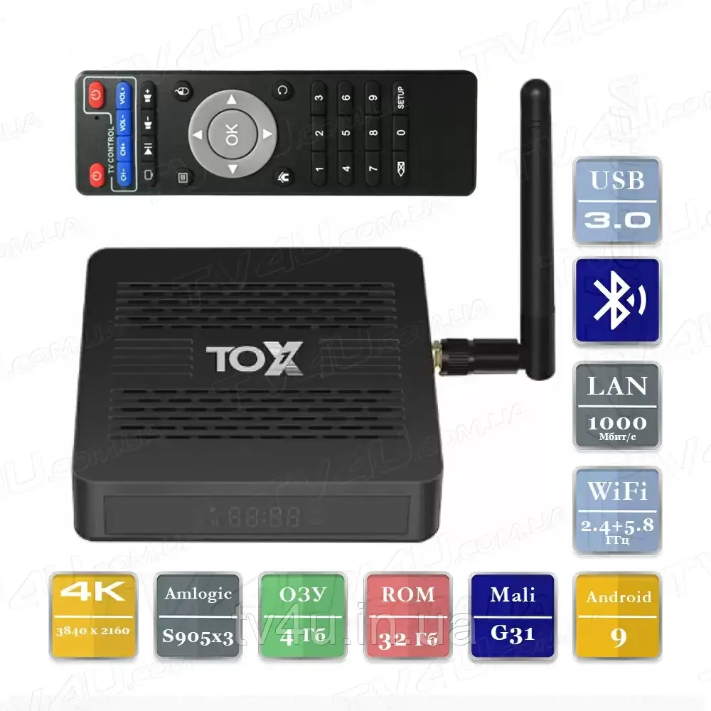 TOX1 4/32 Гб Smart TV Box ТВ приставка, цена 1750 грн - Prom.ua  (ID#1246353126)