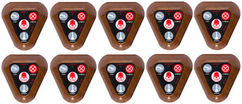 Фото: кнопки вызова официанта RECS R-134 Brown - 10 штук - комплект системи виклику RECS №239