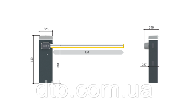 Автоматический шлагбаум CAME G4040 складной для проезда до 3,7м LED-подсветка Автоматический шлагбаум CAME G4040 складной для проезда до 3,7м LED-подсветка