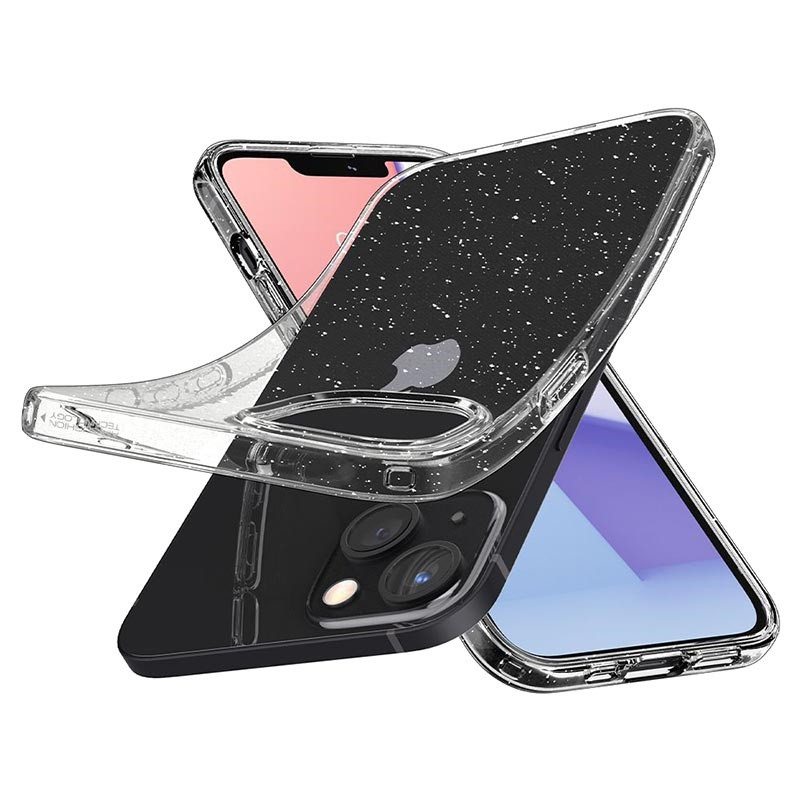 Прозрачный силиконовый чехол с блестками для Iphone 13