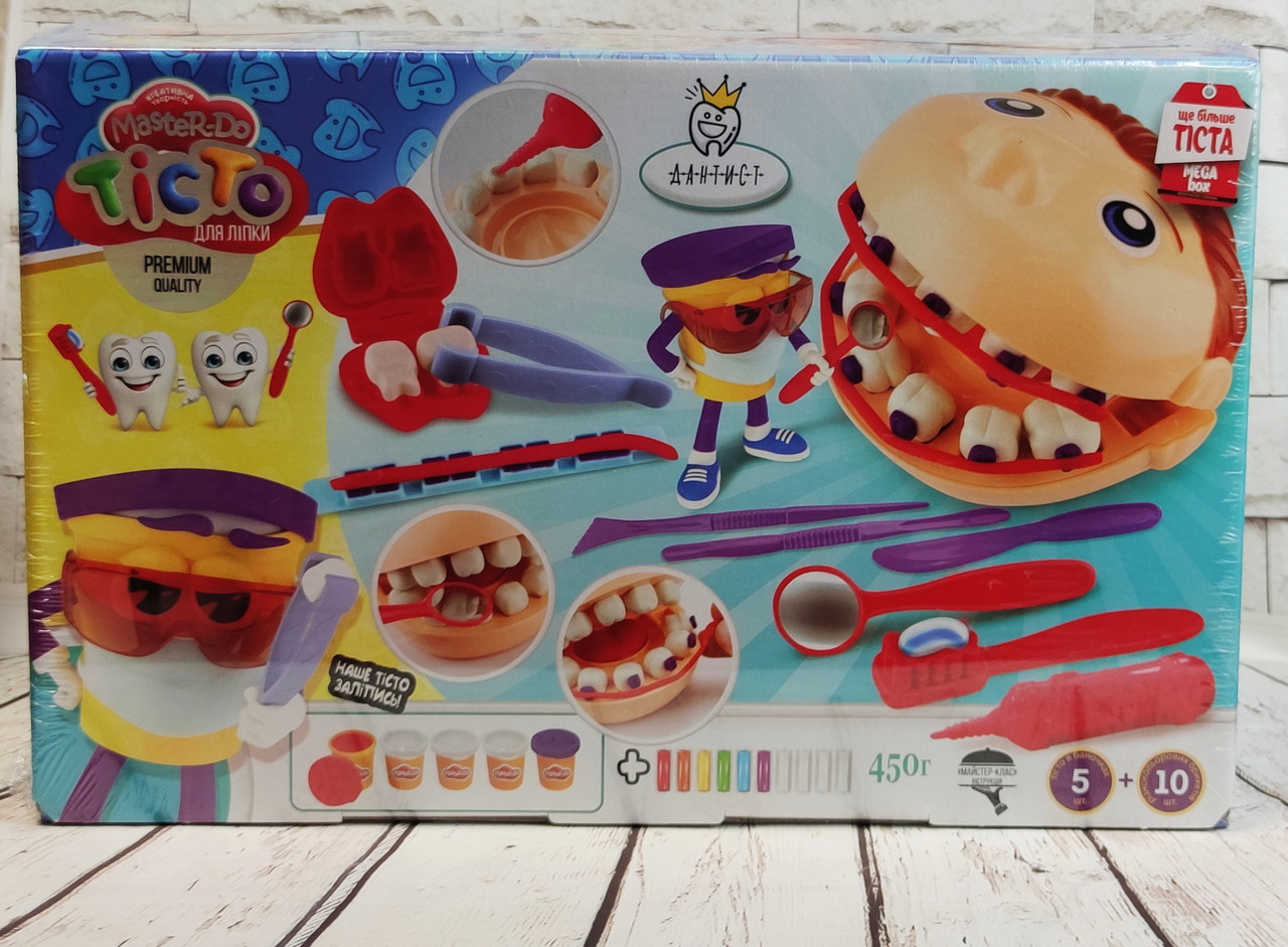 

Пластилин игровой набор творчества для детей лепки тесто Master-do Мистер зубастик голова дантист, Разные цвета