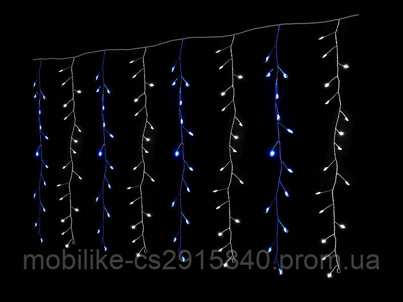 

Гирлянда декоративная Штора 3,0мХ1,0м 200LED (белый-синий) COPPER-WIRE-200WB-6 (медный провод)