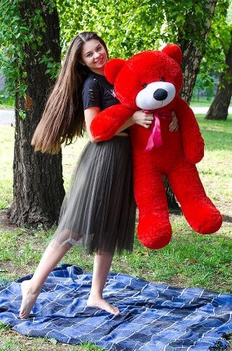 

Плюшевый мишка "Рафаэль", мягкая игрушка, медвеженок Тедди, мягкий мишка Красный, 100 см