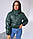 Жіноча зимова куртка з екошкіри з коміром стійкою коротка на блискавці і кнопках (р. S-XL) 4001714, фото 3