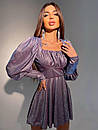 Коктельное блестящее платье из люрекса с широкими рукавами и пышной юбкой и квадратным выре (р. 42-48) 7py3154, фото 2