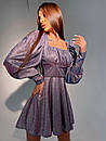 Коктельное блестящее платье из люрекса с широкими рукавами и пышной юбкой и квадратным выре (р. 42-48) 7py3154, фото 9