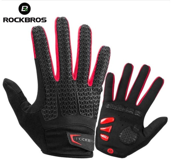 Велосипедные перчатки RockBros гелиевые красный, размер L