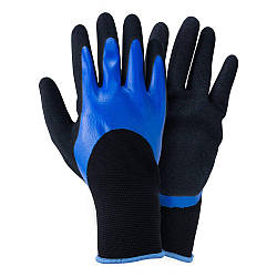 Перчатки трикотажные с двойным нитриловым покрытием р9 (сине-черные манжет) SIGMA (9443671)