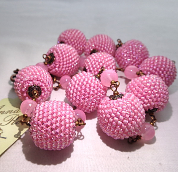 Рожевий набір прикрас ручної роботи намиста та сережки Ніжні зефірки-купити-в інтернет-магазині AnnaRose