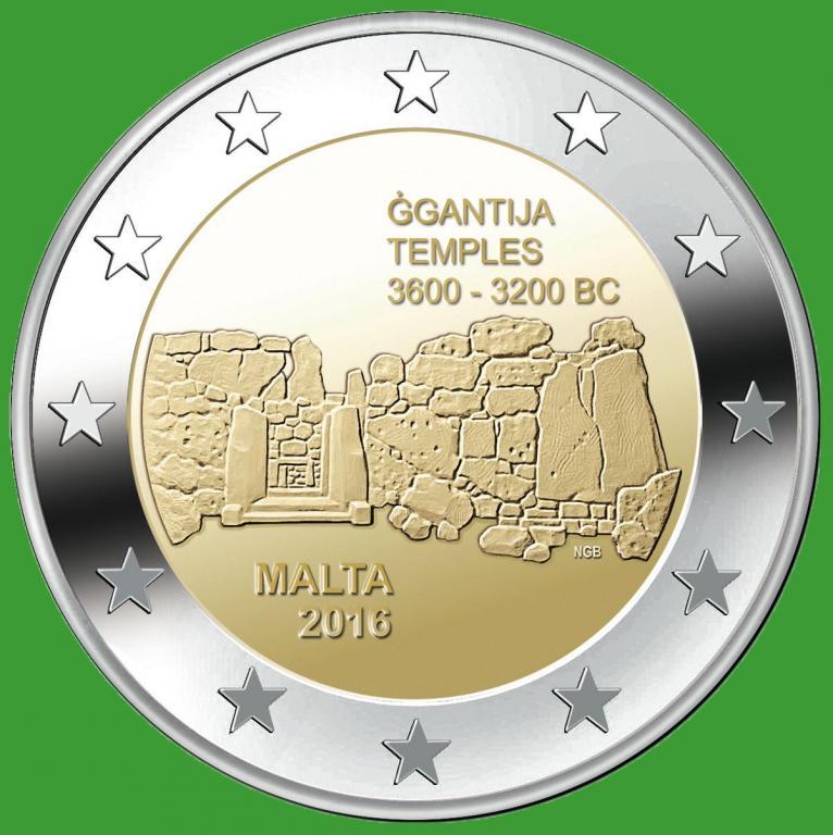 Мальта 2 евро 2016 г. Джгантия. UNC.