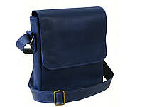 Мужская сумка из винтажной кожи GS синяя 23*20*5 см, фото 1