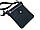 Чоловіча сумка планшетка GS шкіряна 22*20*3 см чорна з сірою стрічкою, фото 3