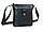 Чоловіча сумка планшетка GS шкіряна 22*20*3 см чорна з сірою стрічкою, фото 6
