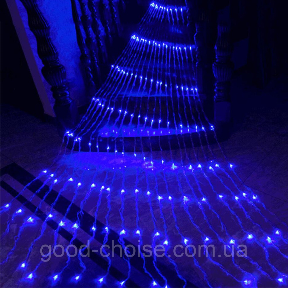 Гирлянда "Водопад" 3х1.5 м LED 400 Синее свечение / Светодиодная гирлянда / Новогодняя гирлянда