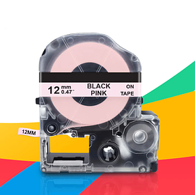 Сатинова (текстильна) стрічка для принтера етикеток Epson LabelWorks LK-4PBK Black on Pink 12 мм 5 м