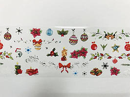Фольга для дизайна на ногтях Новый год зимние узоры на прозрачном фоне (ширина 4,5 см длина 1 м) № 2